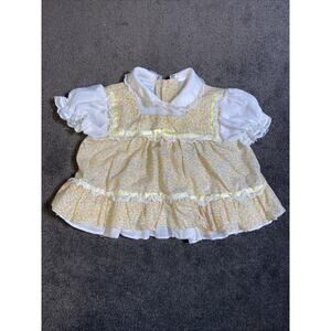 VTG Cradle Togs Infant Dainty Floral Dress 0-6 Months Lace, Bow, & Ruffles